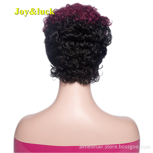 Wholesale African Wigs Black Ombre Purple Cosplay Wig Ladies Hair Natural Short Kinky  Curly for Black Women Synthetic Hair Wigs